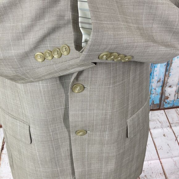 Lauren Ralph Lauren Mens 2 Button Blazer Sport Coat Jacket Beige Plaid 42R - Picture 2 of 13